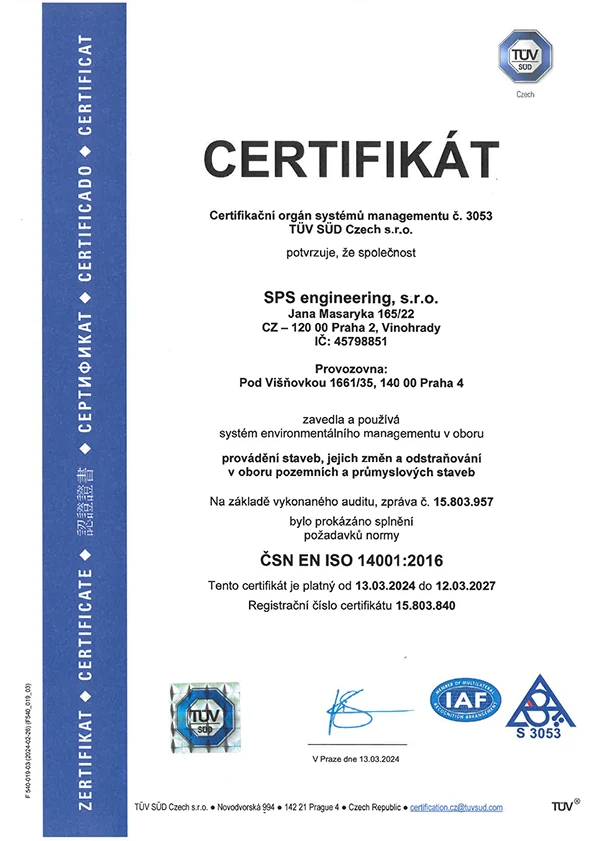 SPS engineering Certifikace 2